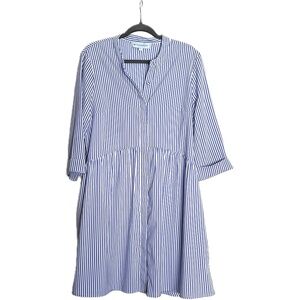 Tuckernuck Royal Striped Shirt Dress 3/4 Sleeves  Large